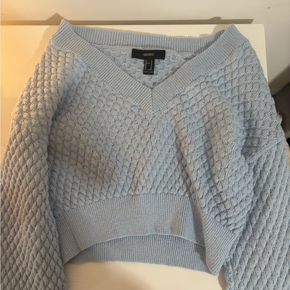 Forever 21 Soft Blue V-Neck Sweater